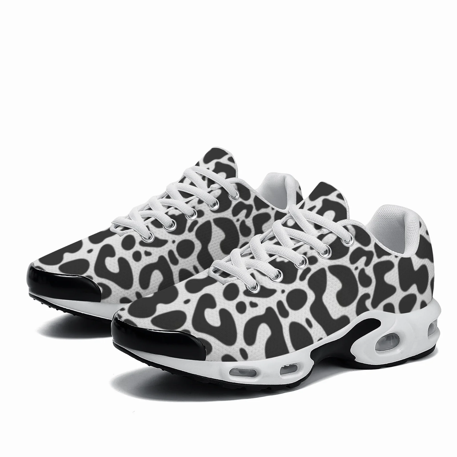 Breathable Mesh Athletic Shoes - Настраиваемые черные кроссовки с леопардовым принтом,