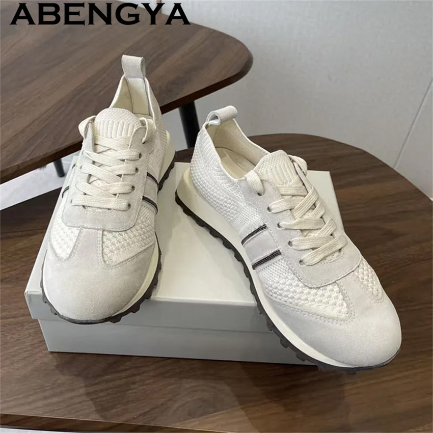 Весенняя распродажа 2026: Женс – обзор и цена Knit Fabric Lace Up Sneakers