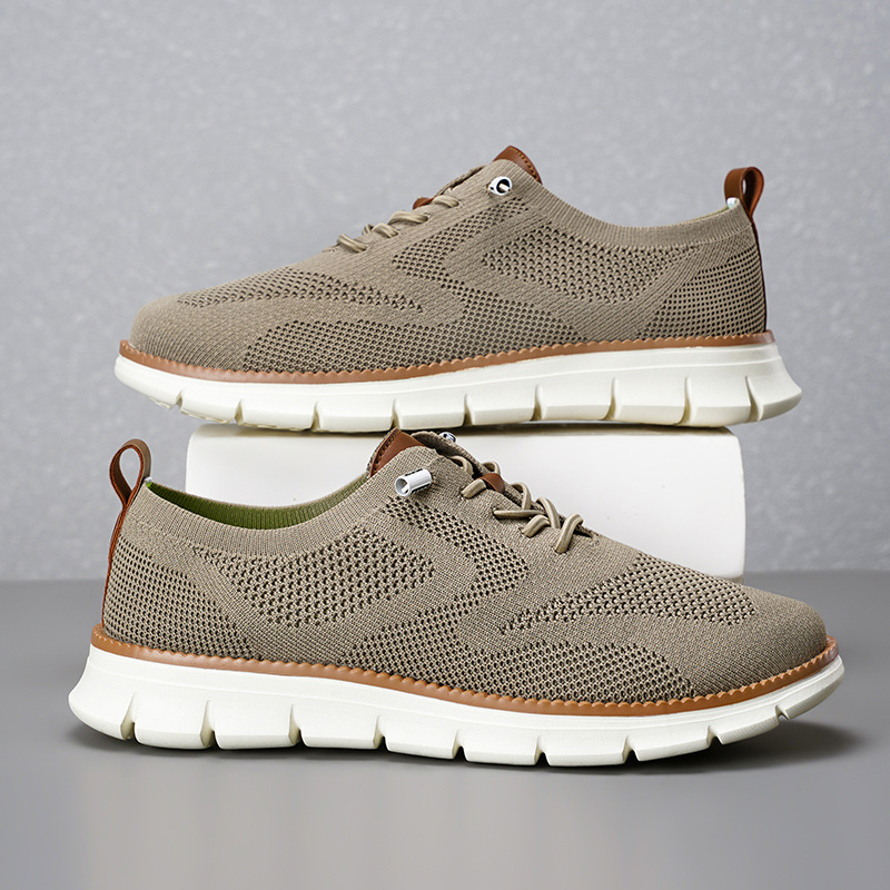 Новые мужские дышащие лоферы и – обзор и цена Knit Fabric Lace Up Sneakers