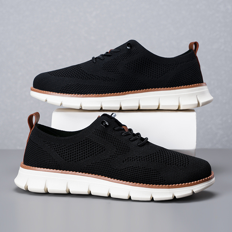 Новые мужские дышащие лоферы и – обзор и цена Knit Fabric Lace Up Sneakers