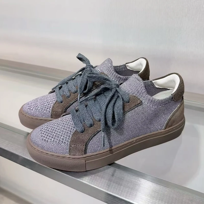 Женские вязаные дышащие кроссо – обзор и цена Knit Fabric Lace Up Sneakers