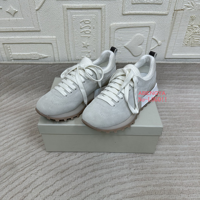 2025 белые вязаные замшевые ло – обзор и цена Knit Fabric Lace Up Sneakers