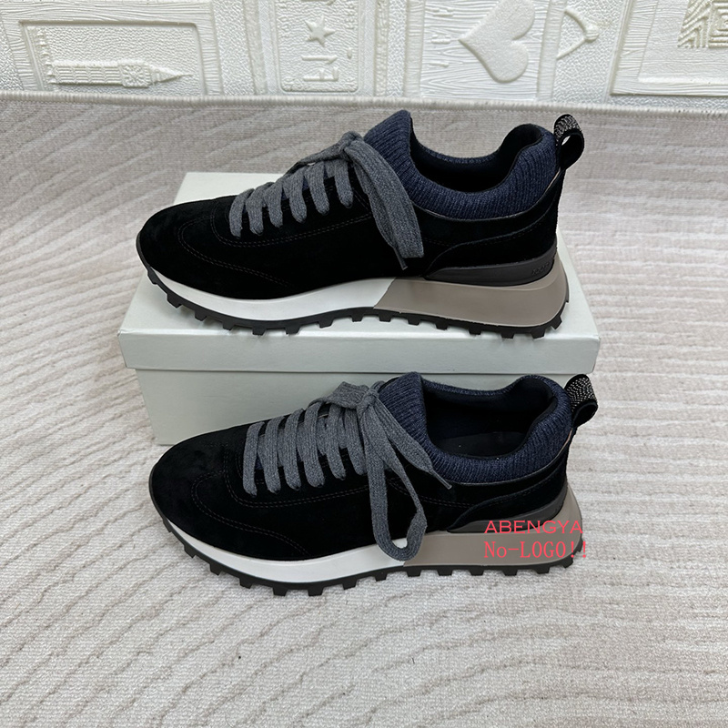 2025 белые вязаные замшевые ло – обзор и цена Knit Fabric Lace Up Sneakers