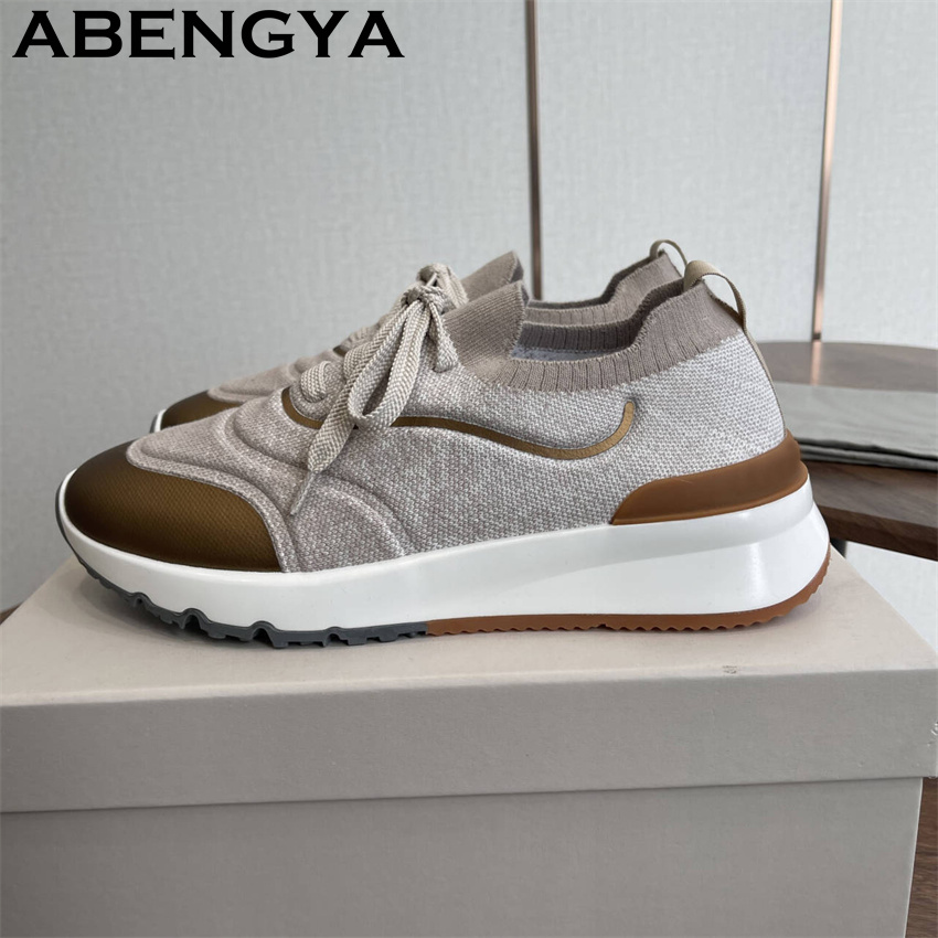 Новые мужские разноцветные вяз – обзор и цена Knit Fabric Lace Up Sneakers